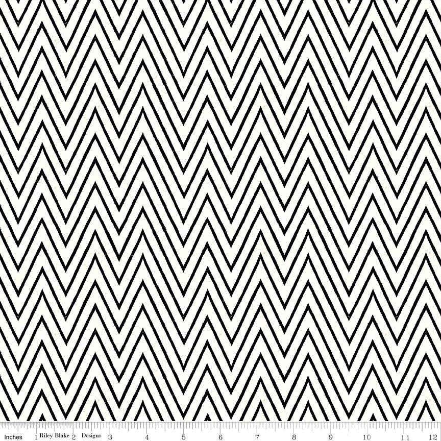 Scary Scraps Shocking Chevron White Fabric