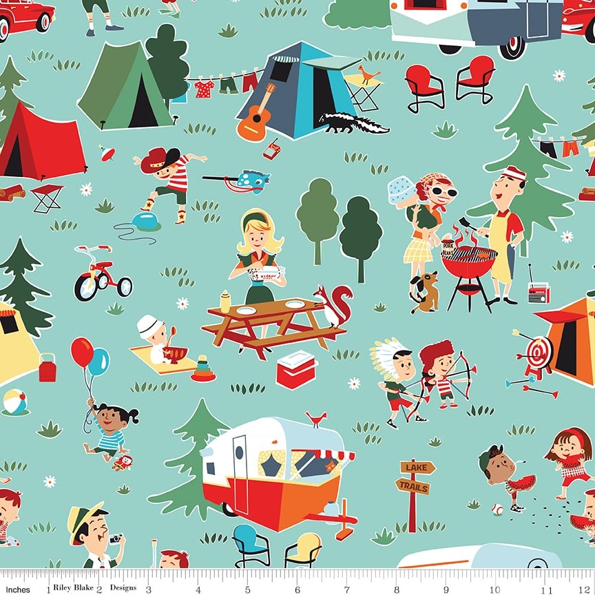 Happy Haven Main Aqua Fabric