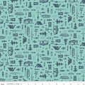 Happy Haven Let's Camp Aqua Fabric