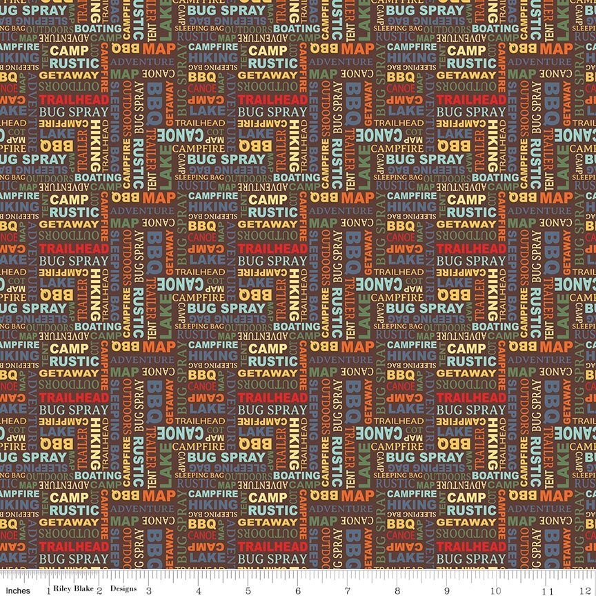 Happy Haven Text Brown Fabric