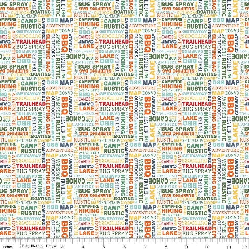 Happy Haven Text White Fabric