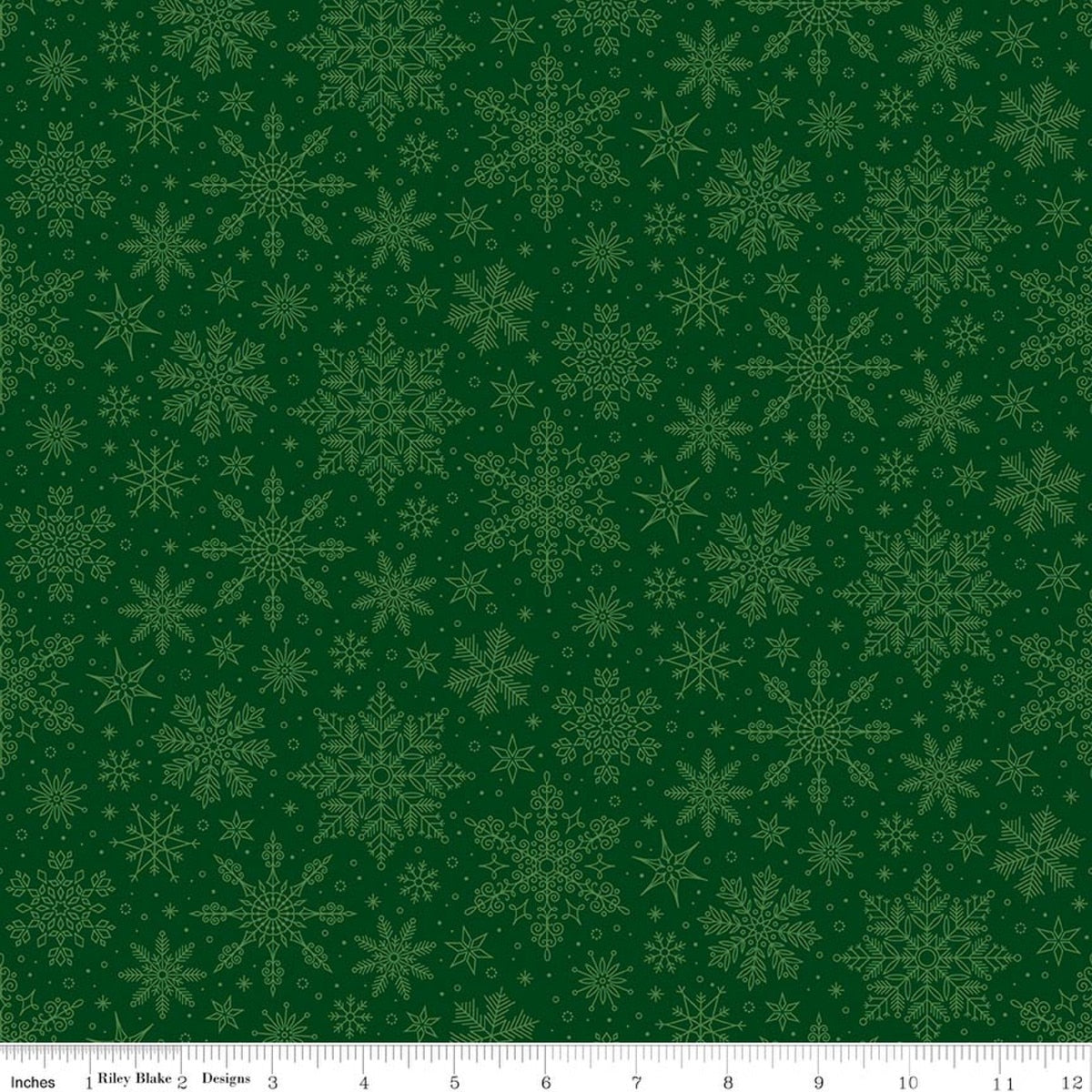 Poinsettias at Christmas Snowflakes Green by Jennifer Bosworth for Riley Blake Designs