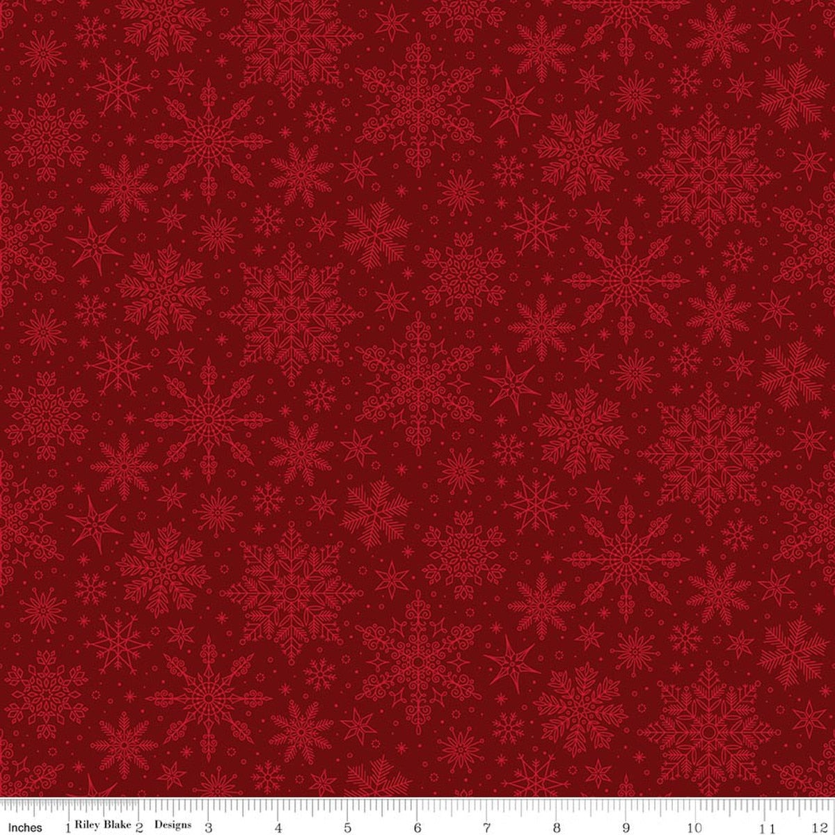 Poinsettias at Christmas Snowflakes Red by Jennifer Bosworth for Riley Blake Designs