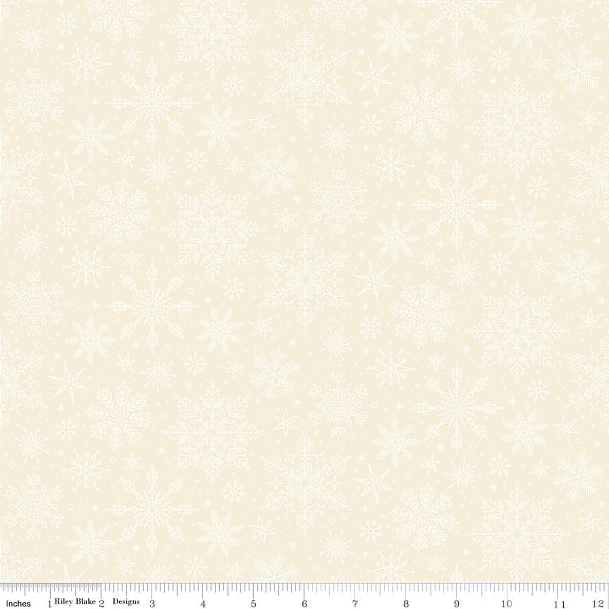 Poinsettias at Christmas Snowflakes White by Jennifer Bosworth for Riley Blake Designs