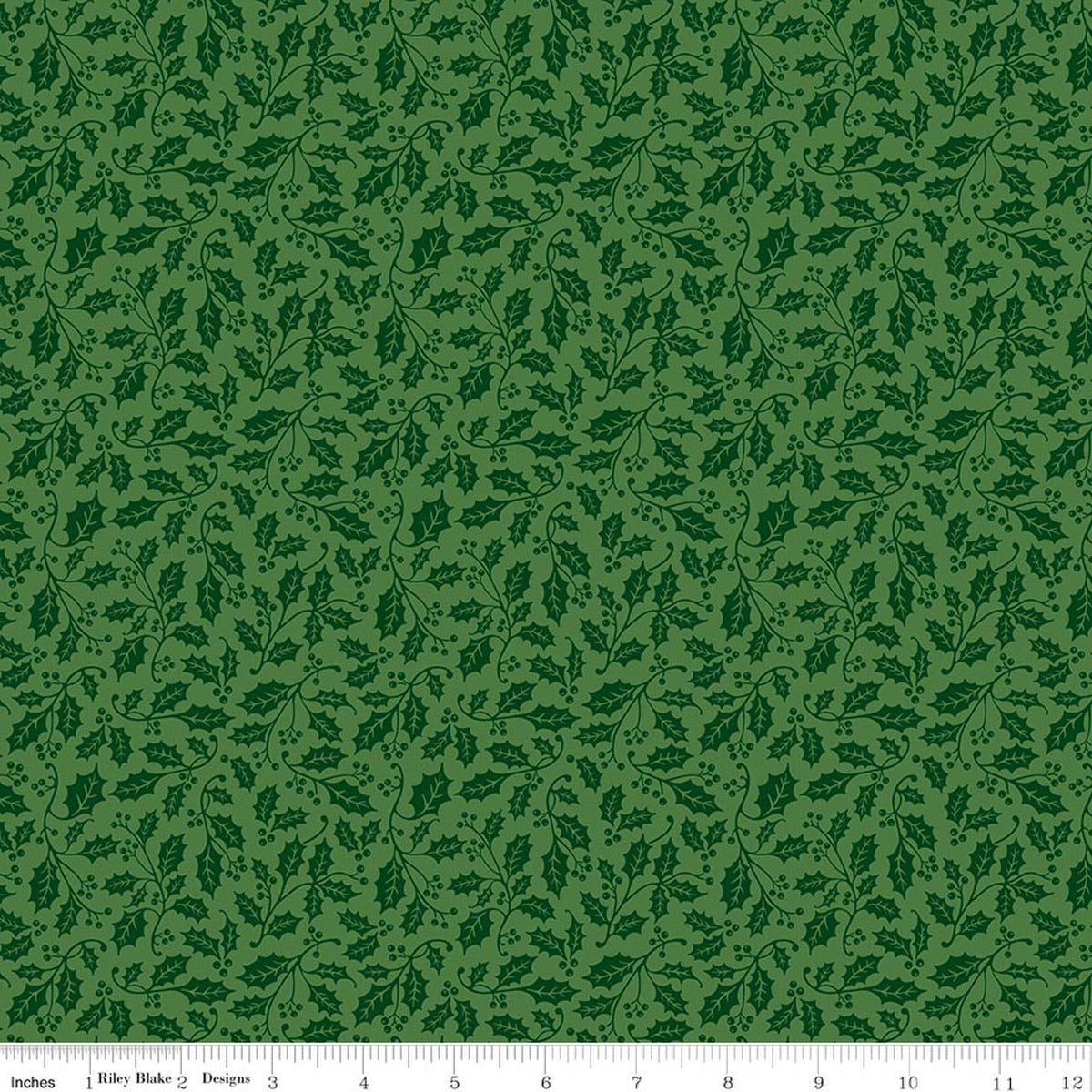 Poinsettias at Christmas Holly Green by Jennifer Bosworth for Riley Blake Designs