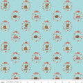 Whimsical Woodland Animals Aqua Fabric