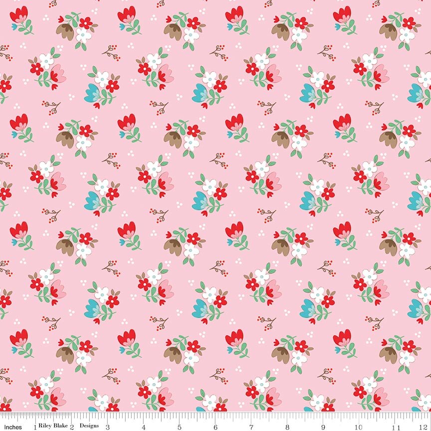 Whimsical Woodland Floral Pink Fabric