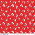 Whimsical Woodland Floral Red Fabric