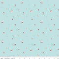 Whimsical Woodland Mushrooms Aqua Fabric