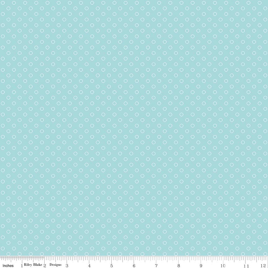 Whimsical Woodland Circle Dots Aqua Fabric