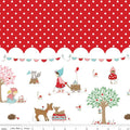 Whimsical Woodland Border Print Red Fabric by Riley Blake Designs
