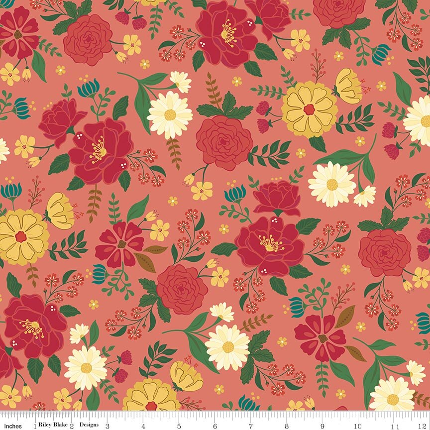 Orchard House Main Coral Fabric