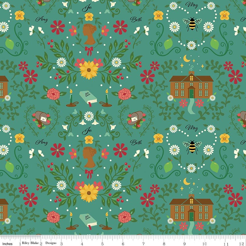 Orchard House Homestead Teal Fabric