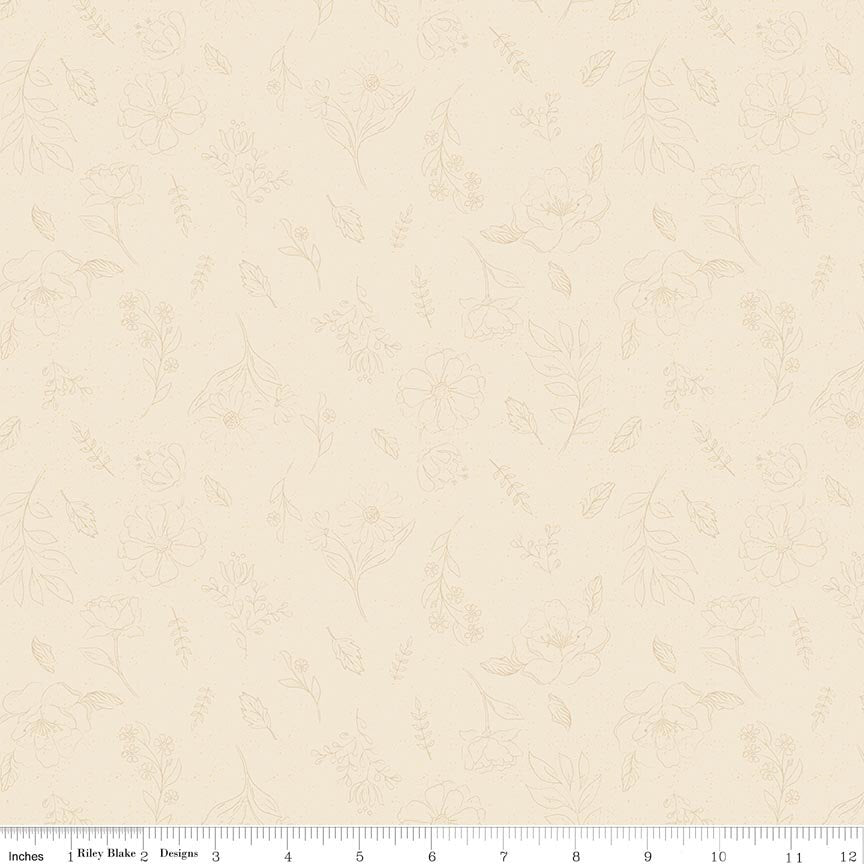 Orchard House Sketch Floral Cream Fabric