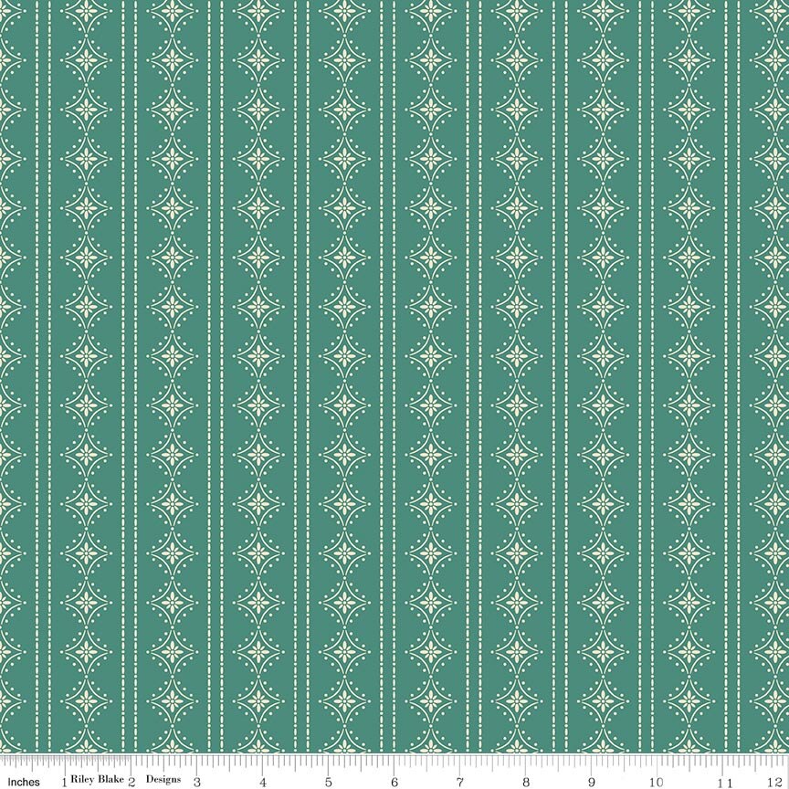 Orchard House Stripes Teal Fabric
