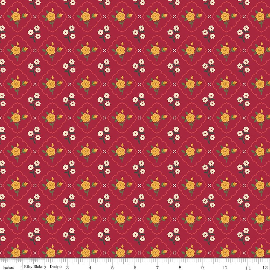 Orchard House Medallions Red Fabric