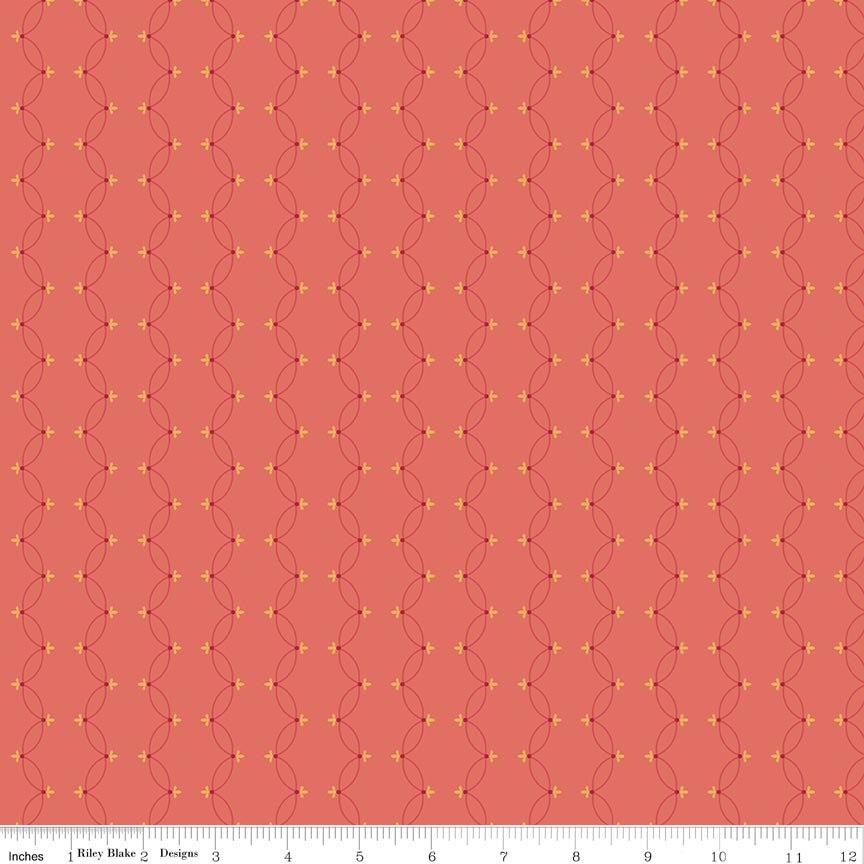 Orchard House Scallops Coral Fabric