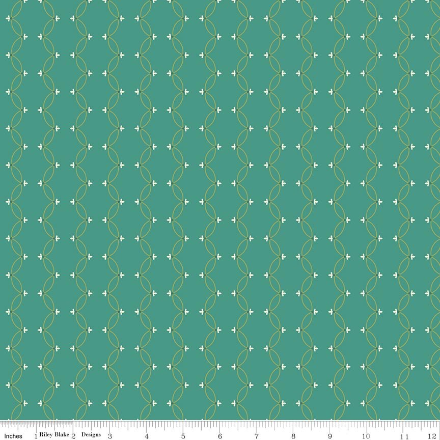 Orchard House Scallops Teal Fabric
