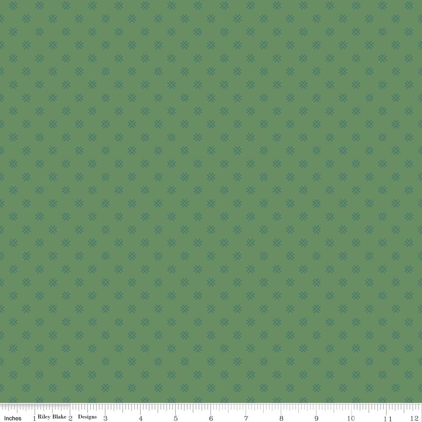 Orchard House Geometric Green Fabric