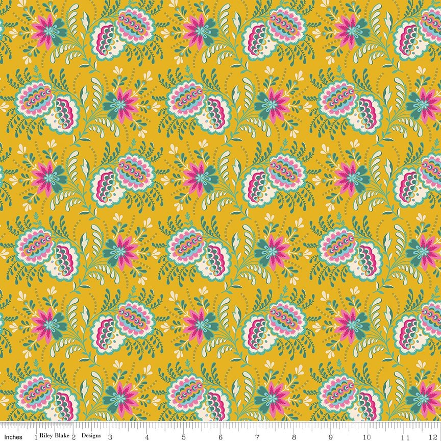 Kipling Gardens Pemberly Mustard Fabric