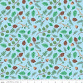Colorful Critters Botanical Blue Fabric