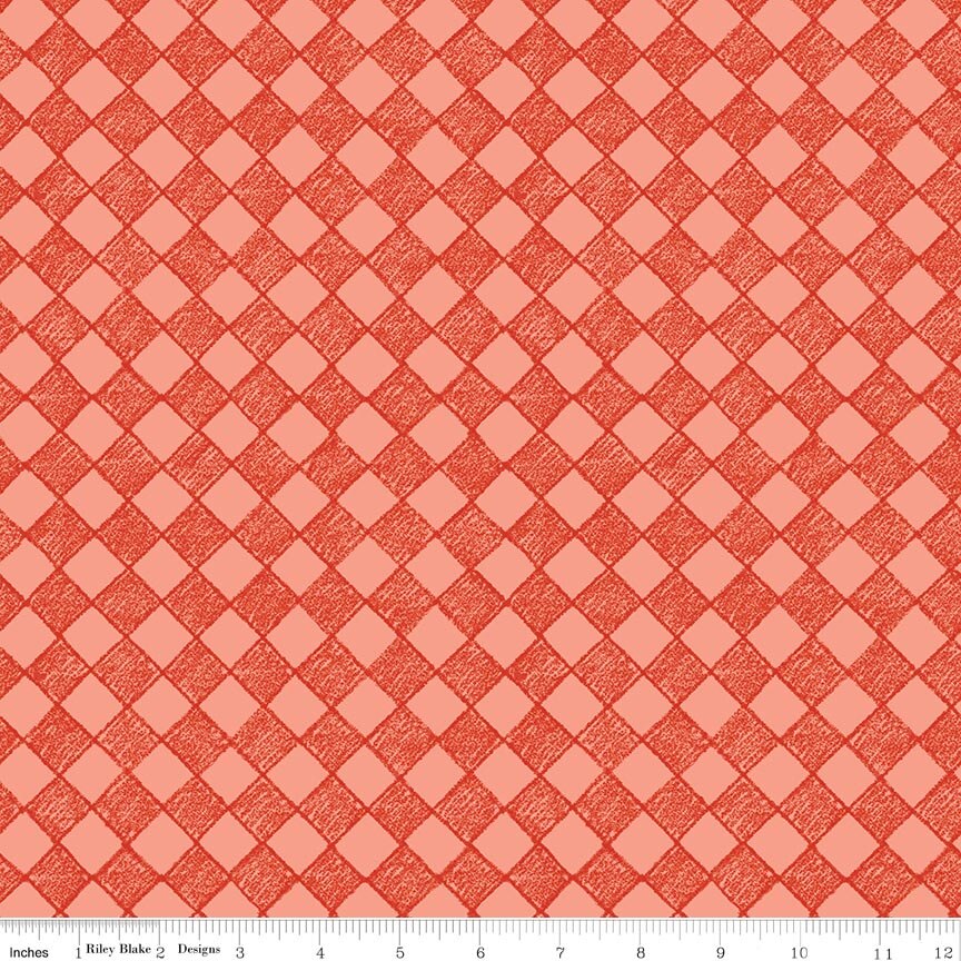 Colorful Critters Check Orange Fabric