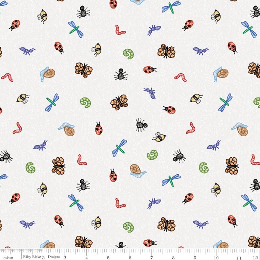 Colorful Critters Bug Toss White Fabric