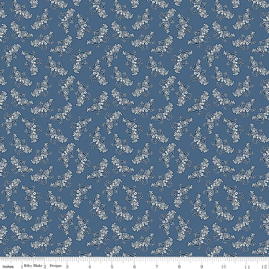 Denim & Daisy Bouquet Denim Fabric by Lori Holt for Riley Blake Designs