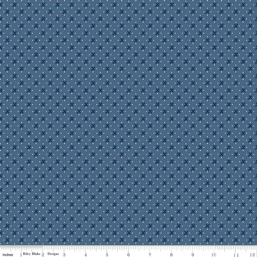 Denim & Daisy Kisses Denim Fabric by Lori Holt for Riley Blake Designs