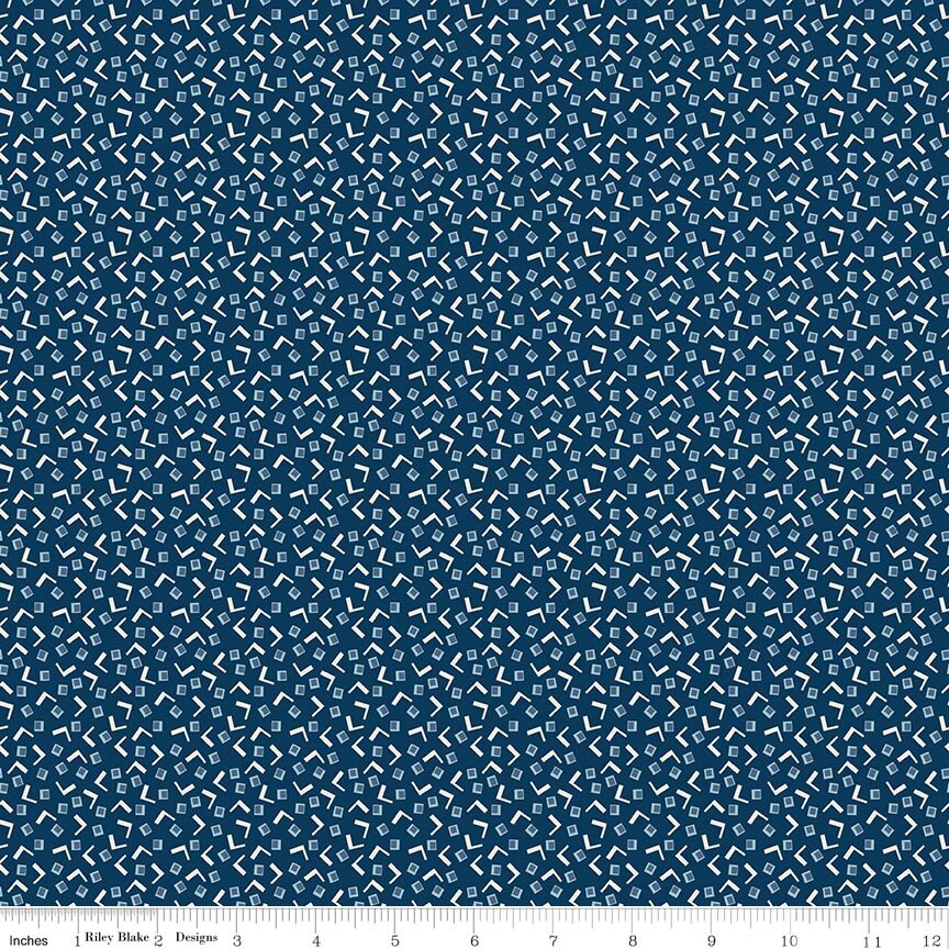 Denim & Daisy Tiny Squares Oxford Blue Fabric by Lori Holt for Riley Blake Designs
