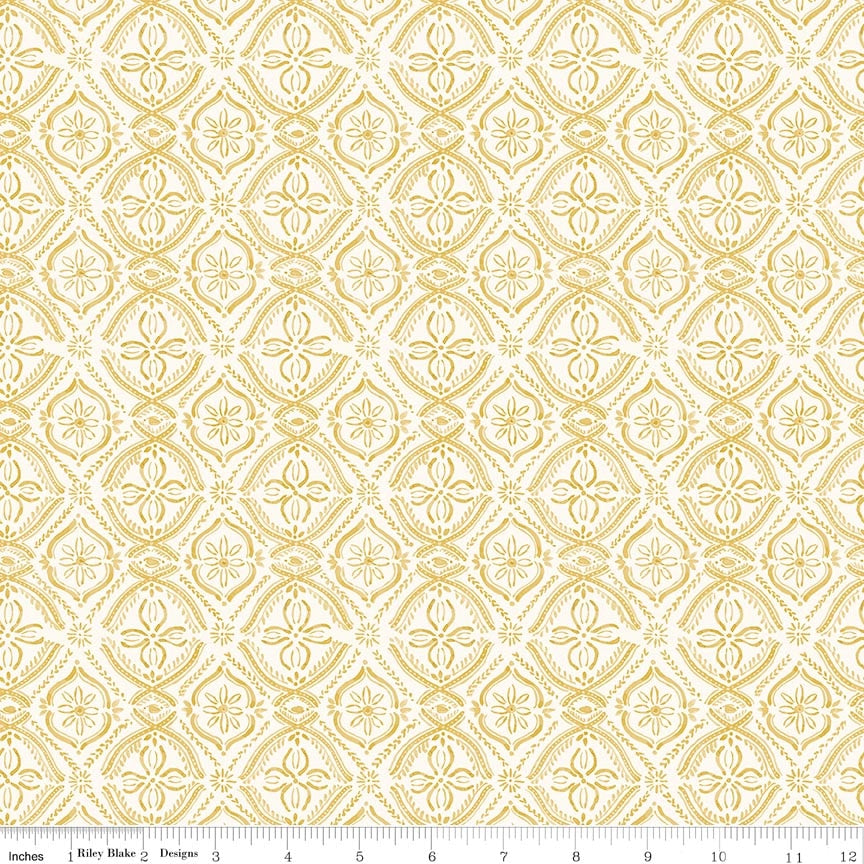Blissful Moments Medallions Yellow Fabric by Lisa Audit for Riley Blake Designs