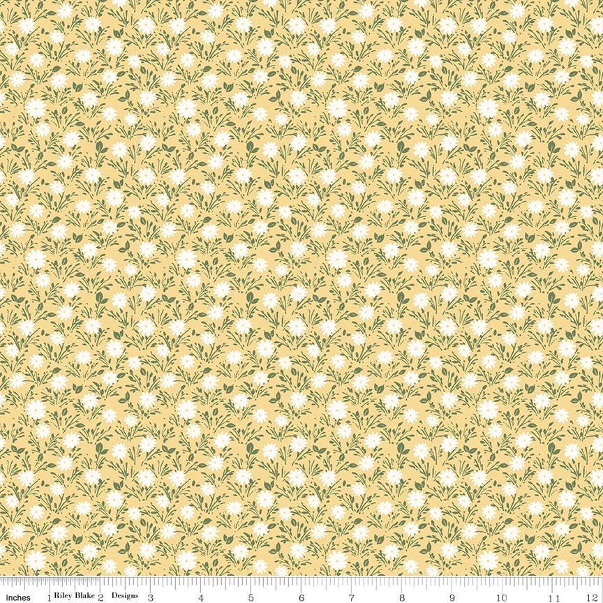 Blissful Moments Flowers Yellow Fabric by Lisa Audit for Riley Blake Designs