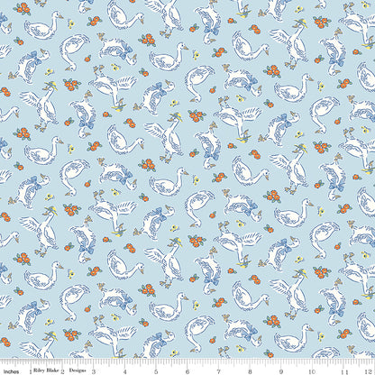 Traditional 30's Geese Blue Fabric - By the yard