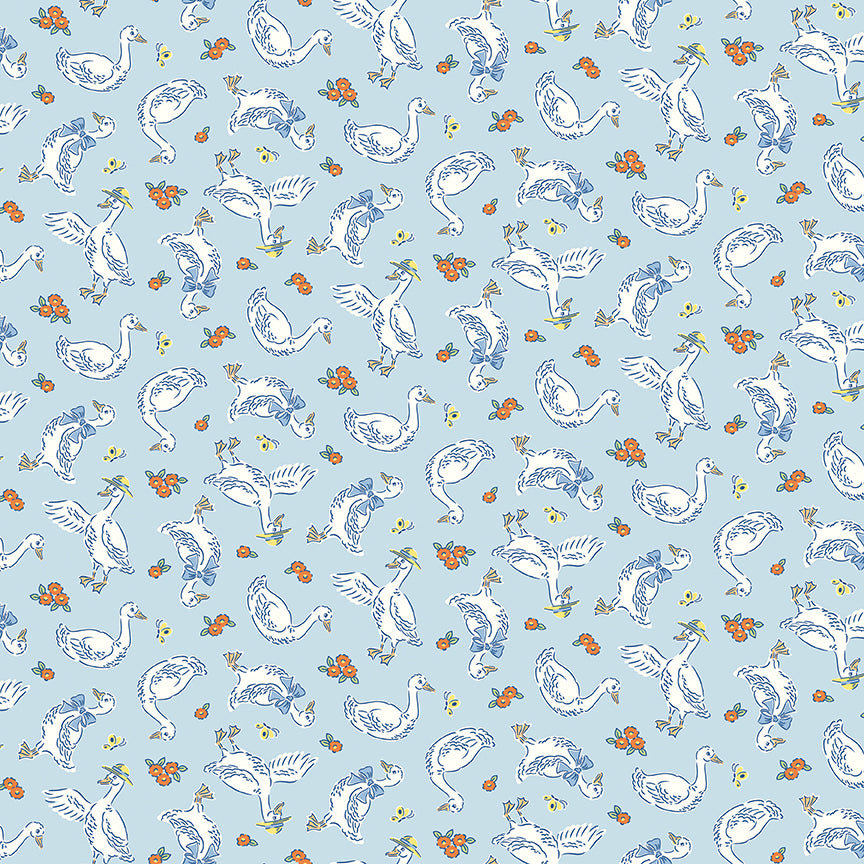 Traditional 30's Geese Blue Fabric