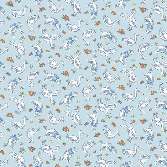 Traditional 30's Geese Blue Fabric - By the yard
