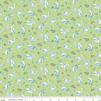 Traditional 30's Geese Green Fabric - By the yard