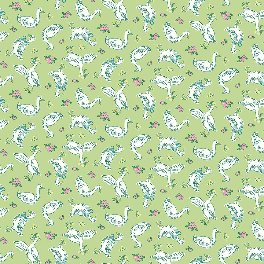 Traditional 30's Geese Green Fabric