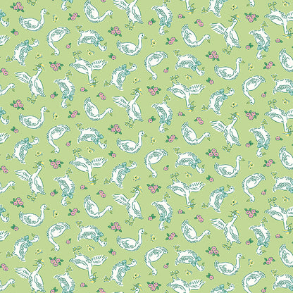 Traditional 30's Geese Green Fabric - By the yard