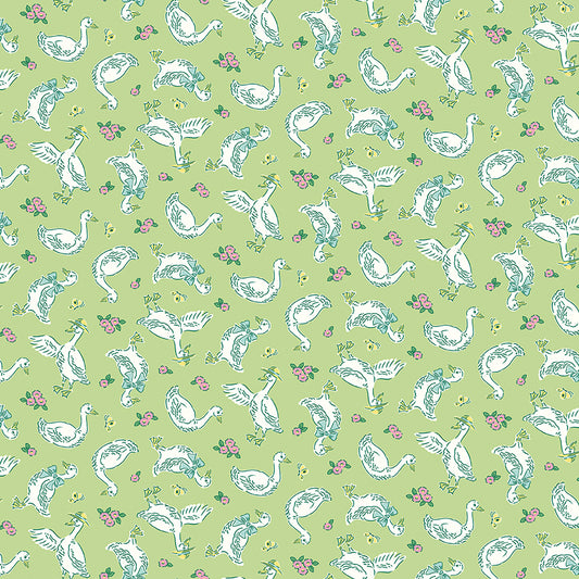 Traditional 30's Geese Green Fabric - By the yard