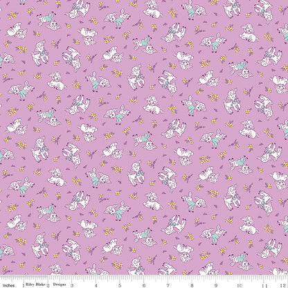 Traditional 30's Lambs Purple Fabric - By the yard