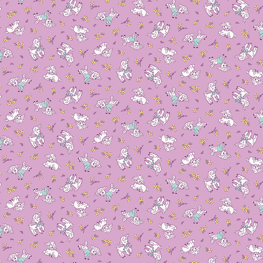 Traditional 30's Lambs Purple Fabric
