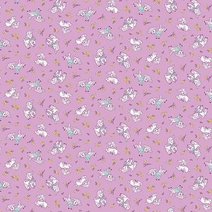 Traditional 30's Lambs Purple Fabric - By the yard
