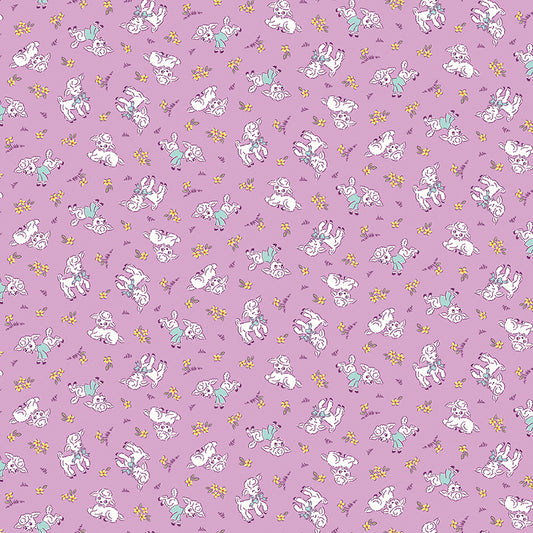 Traditional 30's Lambs Purple Fabric - By the yard