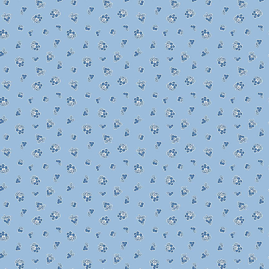 Traditional 30's Berries Blue Fabric