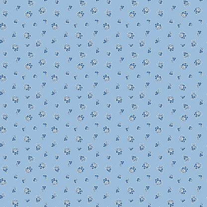 Traditional 30's Berries Blue Fabric - By the yard