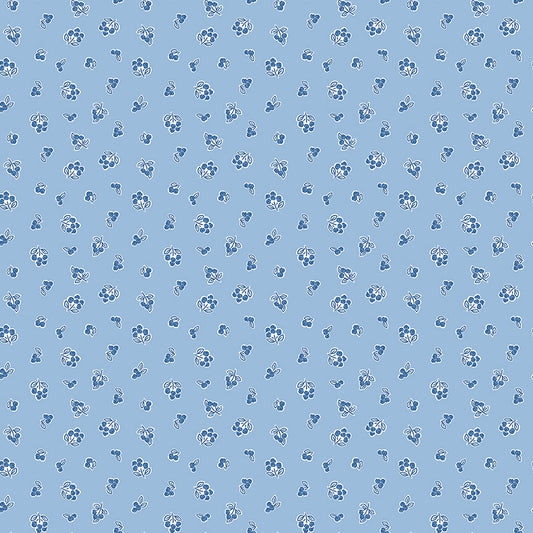 Traditional 30's Berries Blue Fabric - By the yard