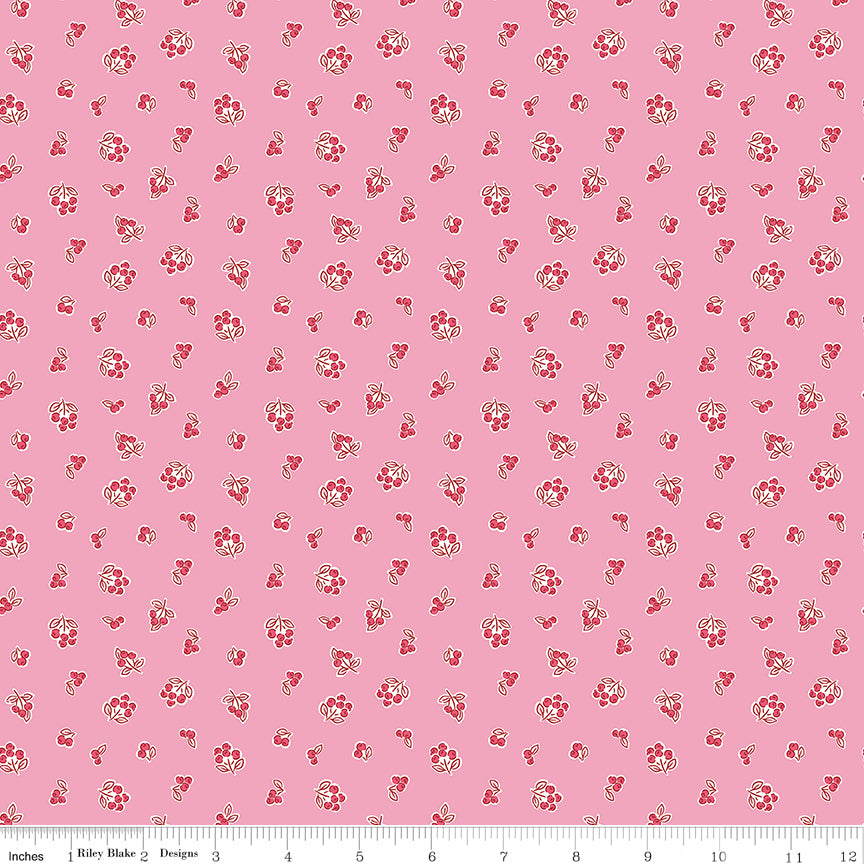 Traditional 30's Berries Pink Fabric