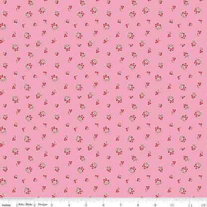 Traditional 30's Berries Pink Fabric - By the yard