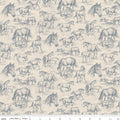 Horseshoe Creek Horses Linen Fabric