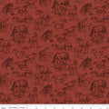 Horseshoe Creek Horses Terracotta Fabric